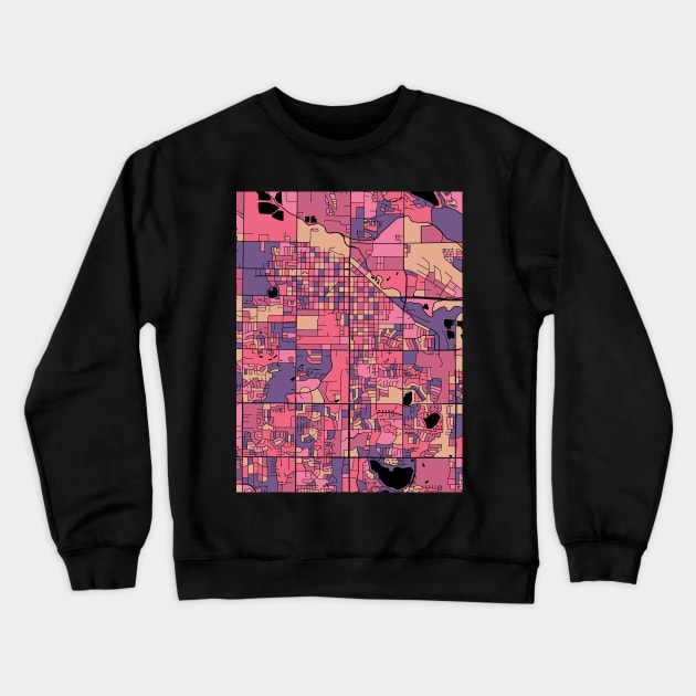 Fort Collins Map Pattern in Purple & Pink Crewneck Sweatshirt by PatternMaps